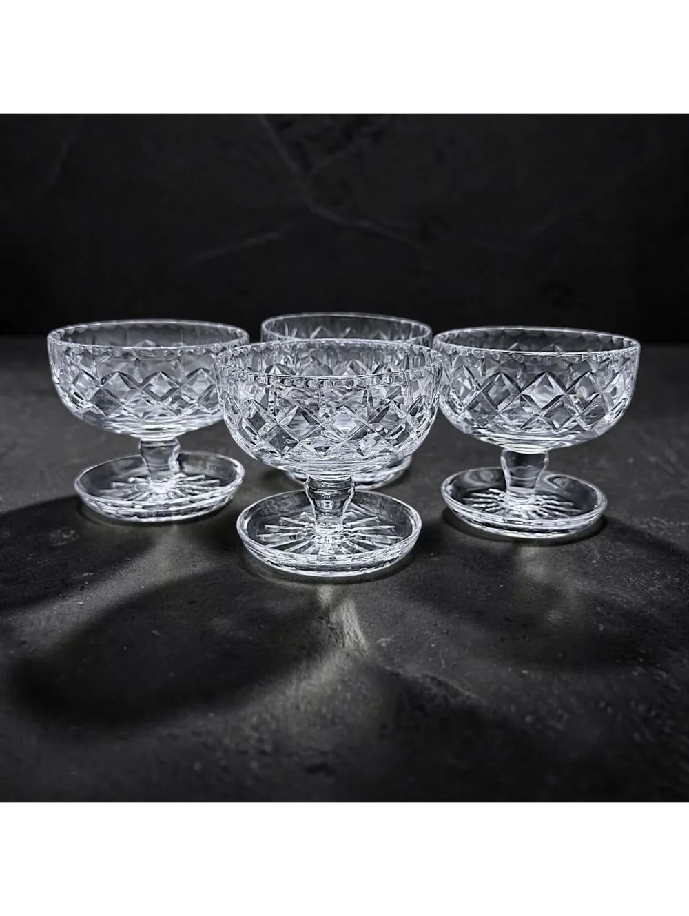 Set of 4 Vintage Royal Brierley Elizabeth Crystal Sherbet Dessert Cups
